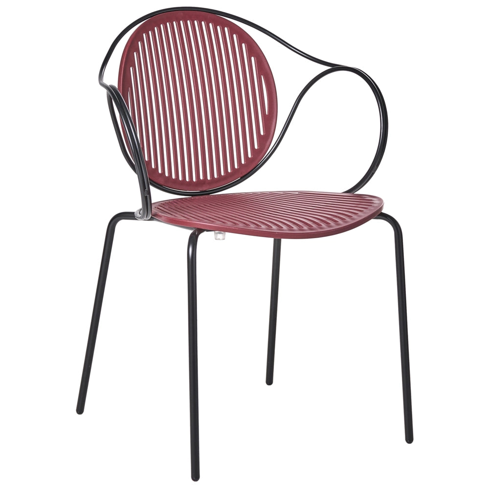 Set di 2 sedie da pranzo imbottite Base in metallo rosso e nero base in metallo design moderno