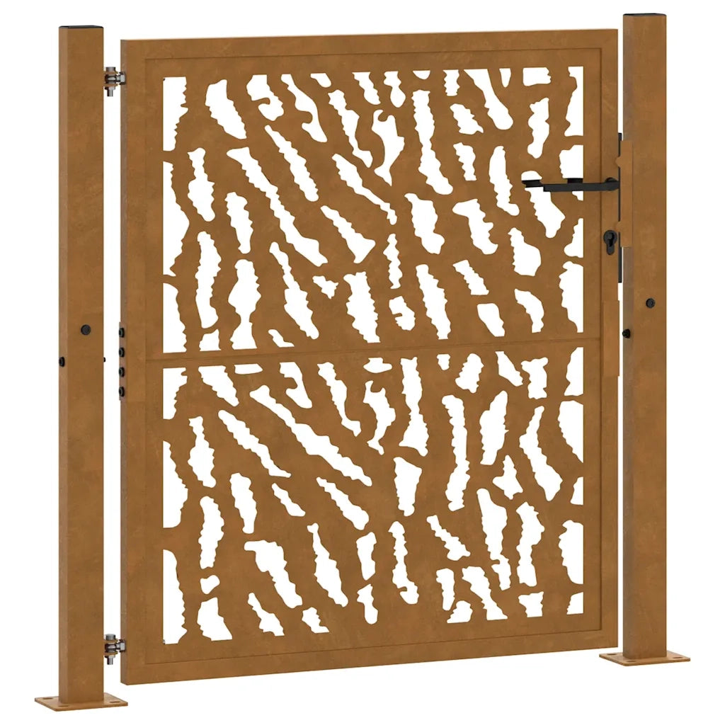 Cancello da giardino 100x100 cm in acciaio corten con design a traccia 4100984