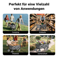 Toboli Carretto a mano pieghevole, max 100 kg, tessuto impermeabile grigio, Carrello spiaggia