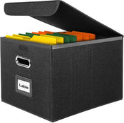 Archivio portatile con coperchio, formato A4, contenitore pieghevole con cerniera, pannelli di stoffa con cerniera in plastica, sistema di riempimento decorativo per uso domestico/ufficio (A4-BK, 1st)