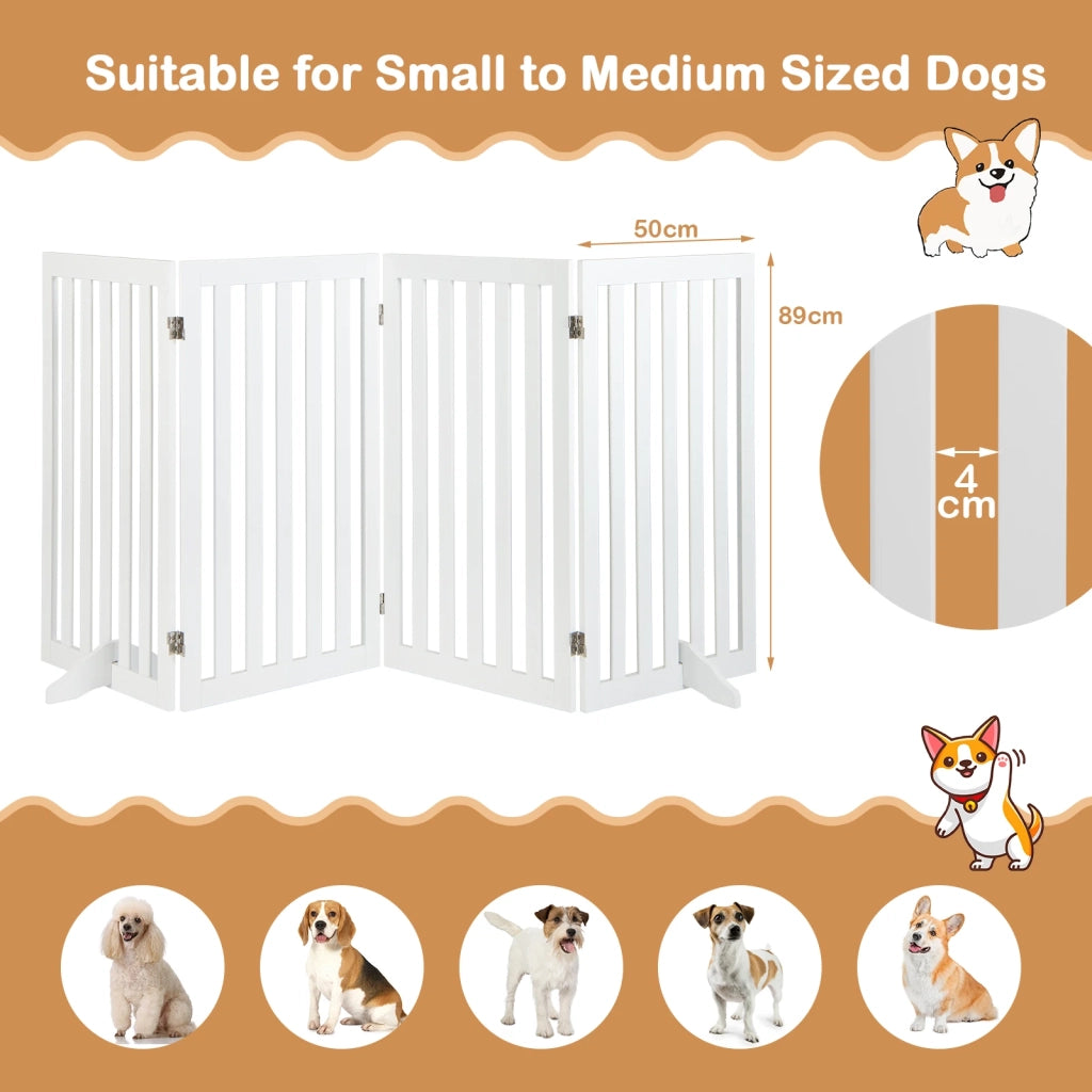 Barrier dogs 89cm high 4 panels safety gate wood folding white