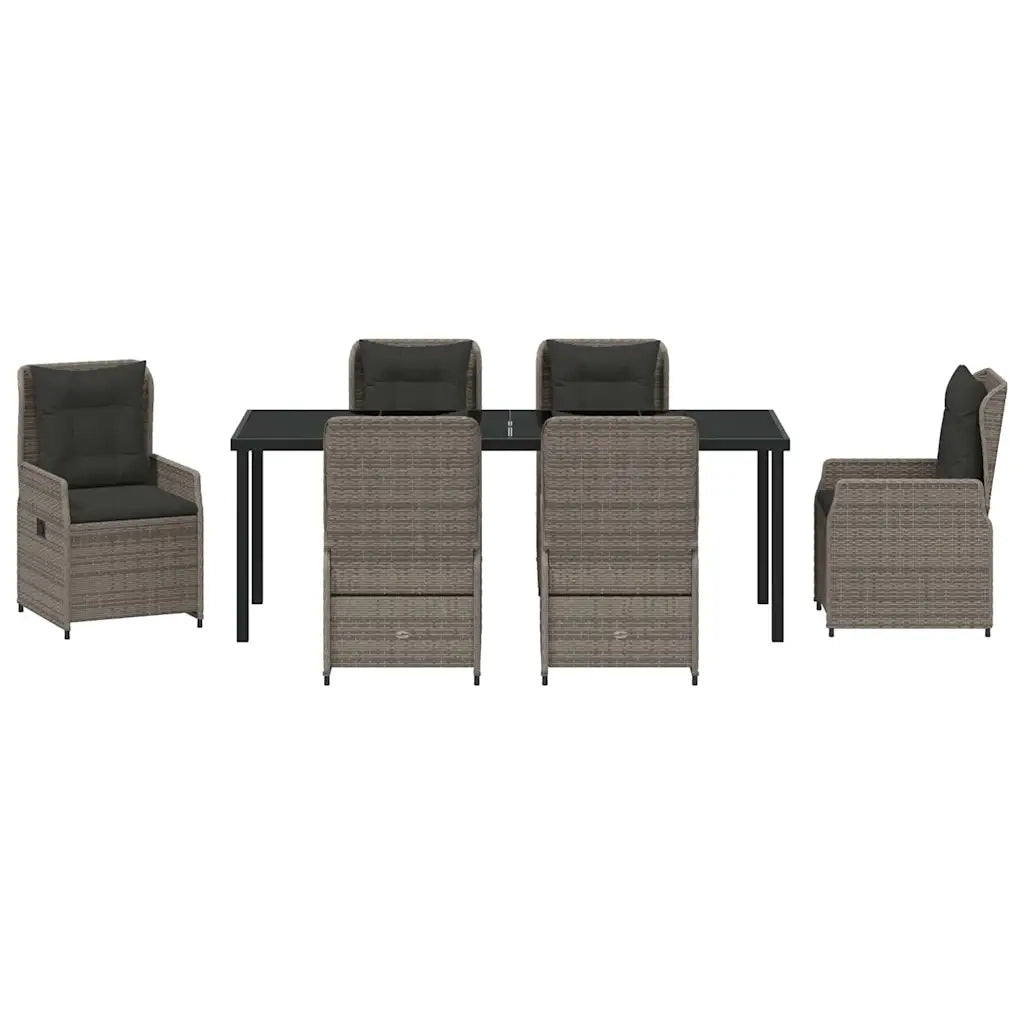 Set da Pranzo per Giardino 7 pcs Grigio polyrattan