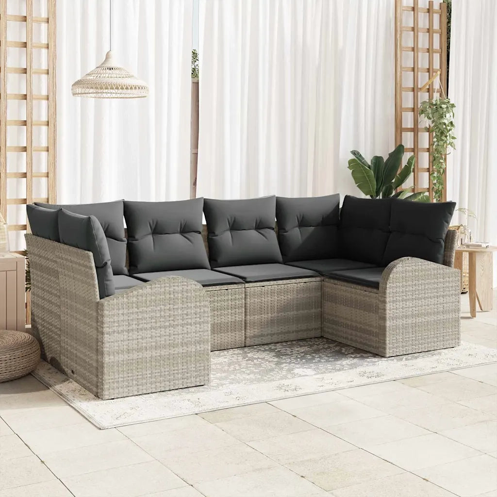 Set Divano da Giardino 6 pcs Grigio chiaro polyrattan 3354851