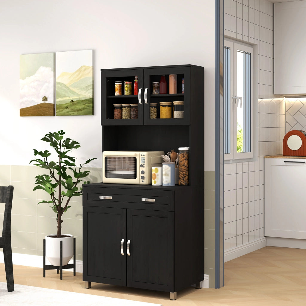 Mobile cucina alto con 4 ante e cassetto ¨C Xylo ¨C nero 80x48x170cm