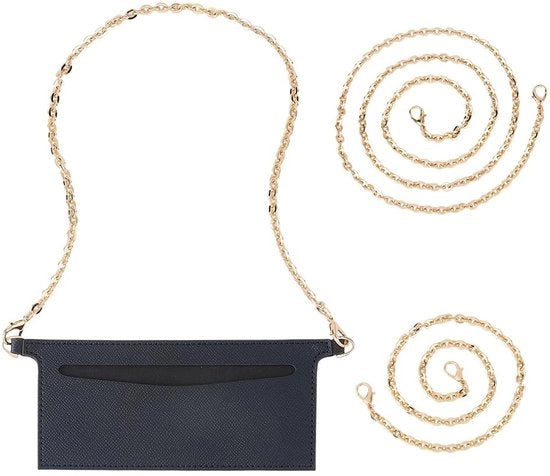 Organizzatore di Portafoglio - Set di Accessori per Borsa - 220 x 80 x 3 mm - Nero - Con Cinturino in Oro