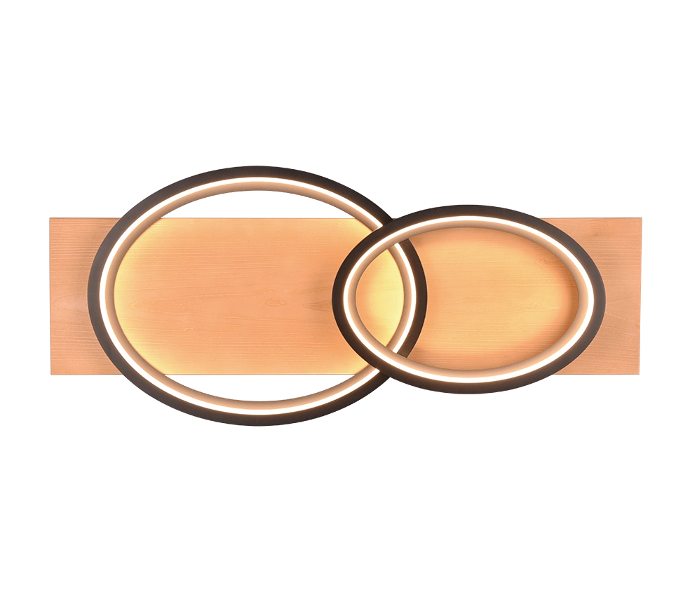 Plafoniera LED doppia ellisse, metallo e legno, nero, L 75 cm, Barca