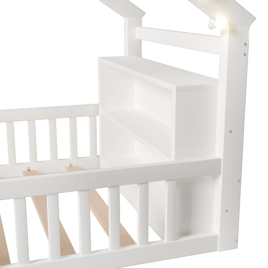 Letto per bambini a casetta 90 x 190 cm bianco con sponde