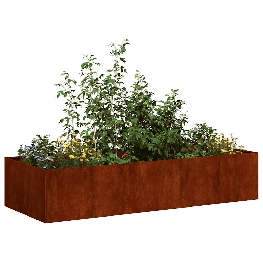 Fioriera-Vaso-Contenitore per Piante Arrugginita 200x80x40 cm in Acciaio Corten
