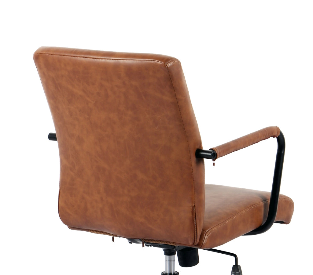 Sedia studio Hispanohogar regolabile in altezza similpelle marrone 99x64x70