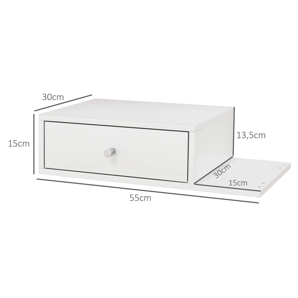 Tavolini da notte a muro ¨C zephmum ¨C 2 pezzi, MDF bianco, 55x30x15 cm