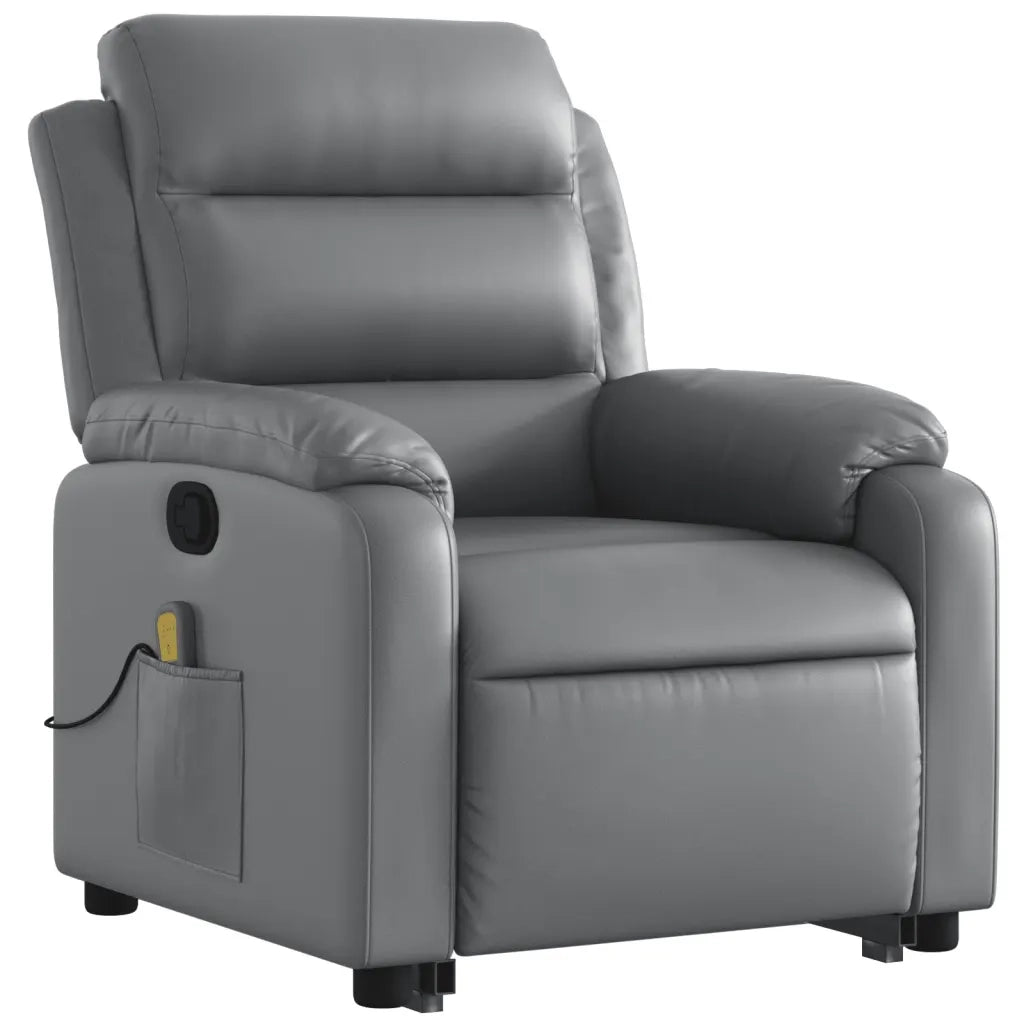 Poltrona Alzapersona Reclinabile Massaggio Grigio Similpelle 3205052
