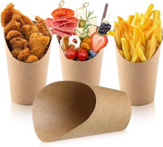 Pacchetto di 50 bicchieri in carta per cibi fritti 12 oz - Adatto per wafel, patatine e popcorn - Ideali per feste e occasioni speciali