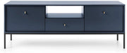 MOBILE TV PORTA TV CASSETTIERA BLU SCURO PIEDI NERI 153.5x56.2x39cm MONO