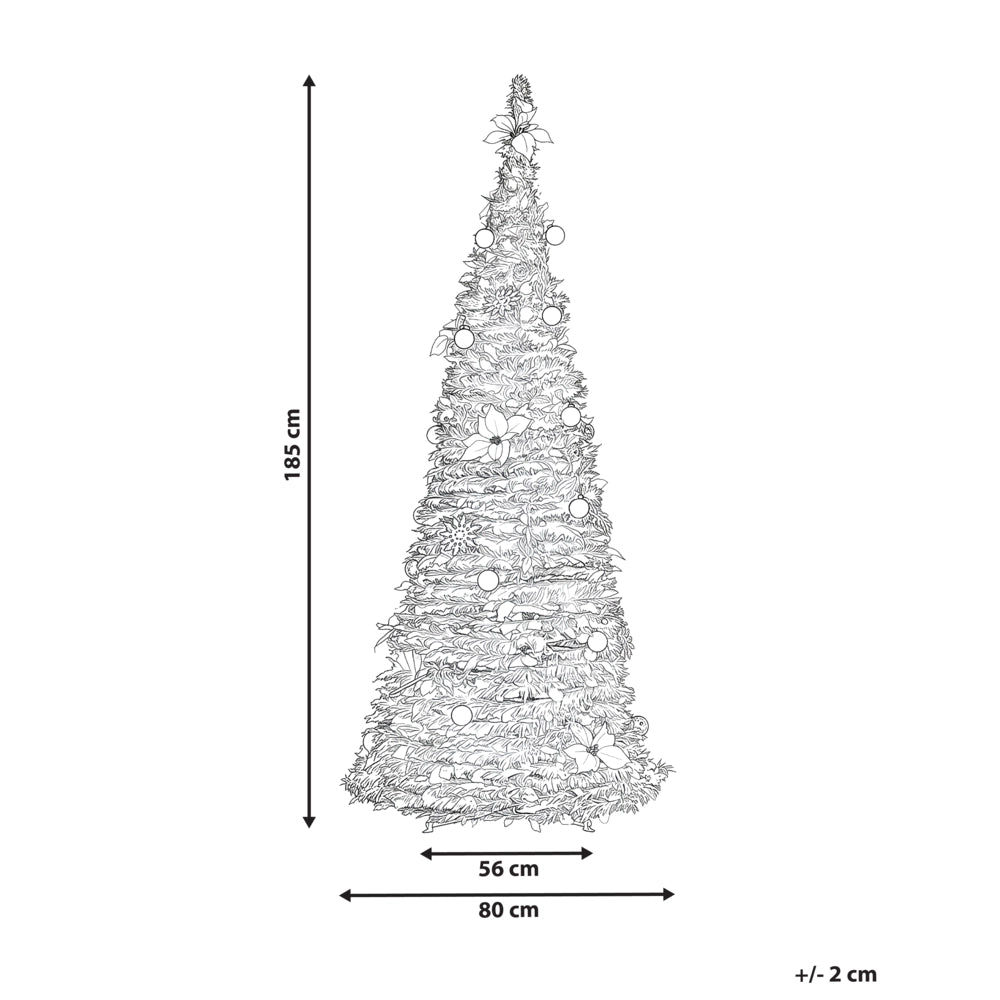 Albero di Natale artificiale bianco sintetico 185 cm innevato con luci LED pieghevoli natalizie