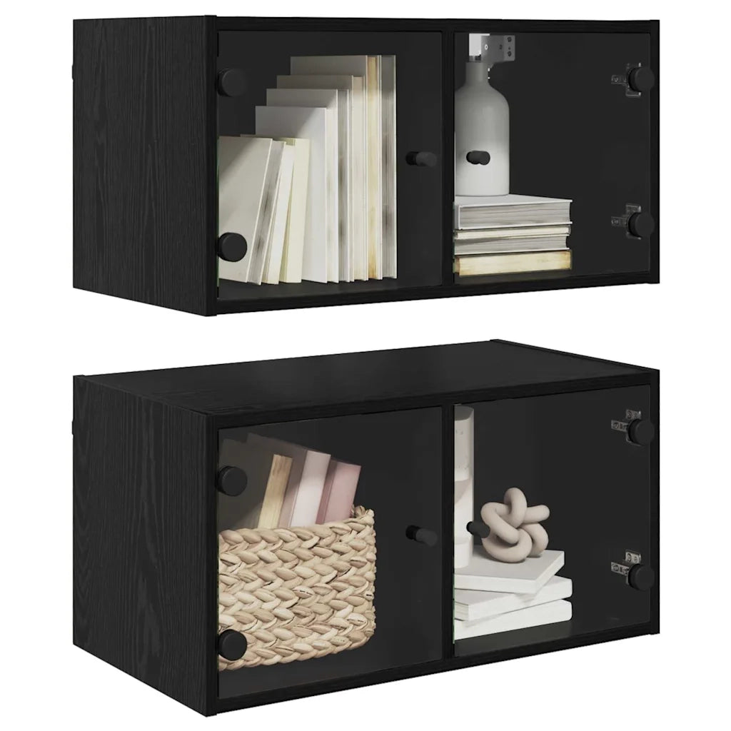 Armadi da Parete 2 pcs Rovere Nero 68 x 37 x 35 cm