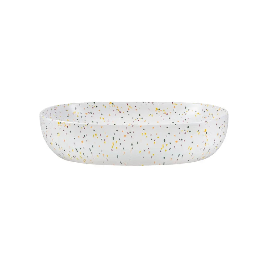 Lavabo da appoggio ovale 60x41,5 cm bianco maculato multicolore in ceramica opaca
