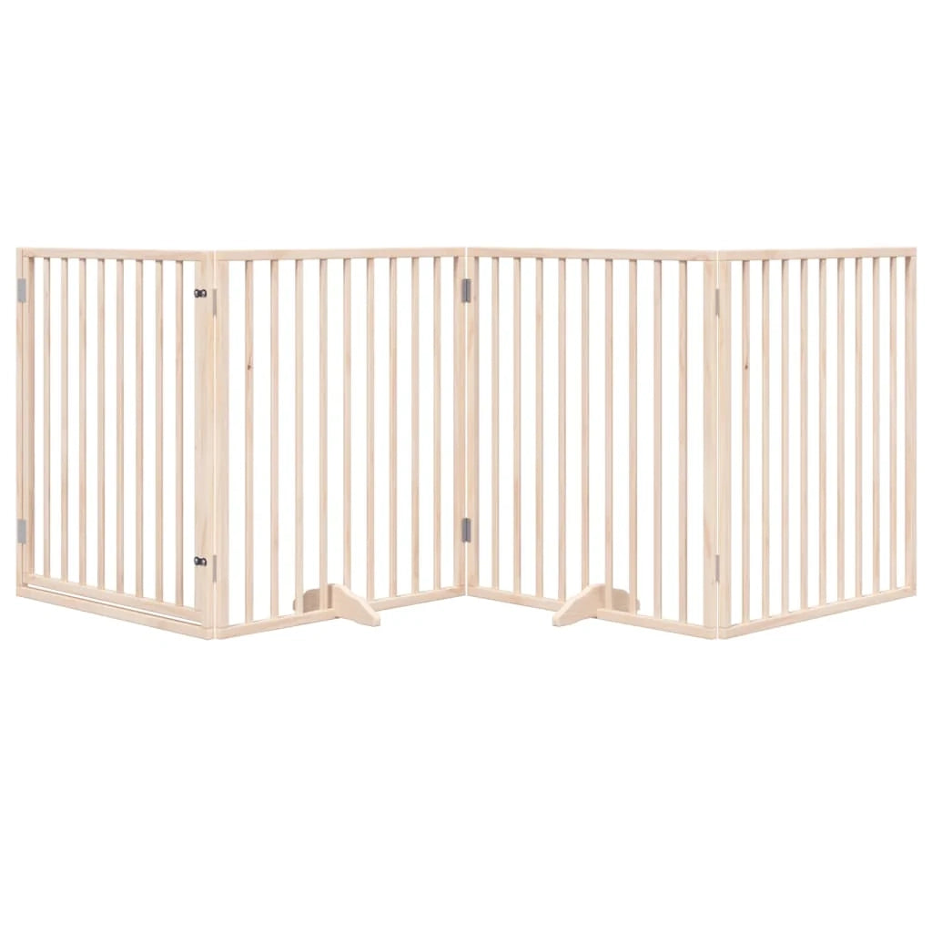 Cancelletto di sicurezza per cani con porta in legno di pioppo a 4 pannelli marrone 02_0023298