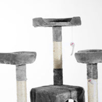 Albero Tiragraffi per Gatti con Due Cucce in Peluche e Sisal Grigio 50x50x170 cm