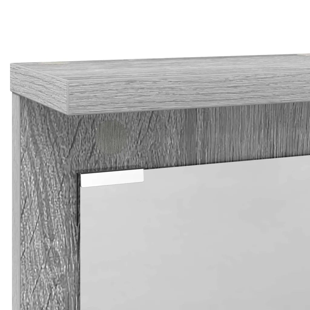 vidaXL Appendiabiti a muro con specchio Grigio sonoma 84 x 10 x 80 cm