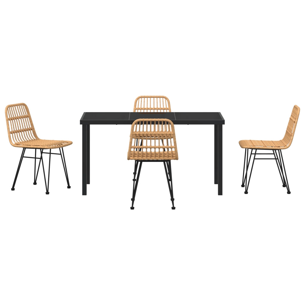Set da Pranzo da Giardino 5 Pezzi Marrone Poly Rattan