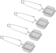Set di Filtri per Tè in Tazza a 4 pezzi - RVS Argento - Setto a Maglia Finemente Tessuta con Cattura Gocce