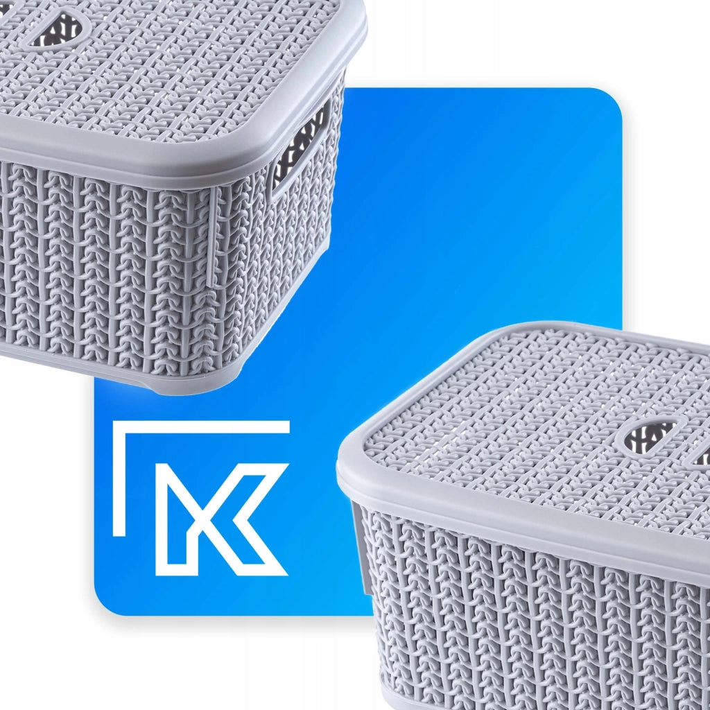 Set di 2 cestini organizer KADAX da 6 litri con coperchio.