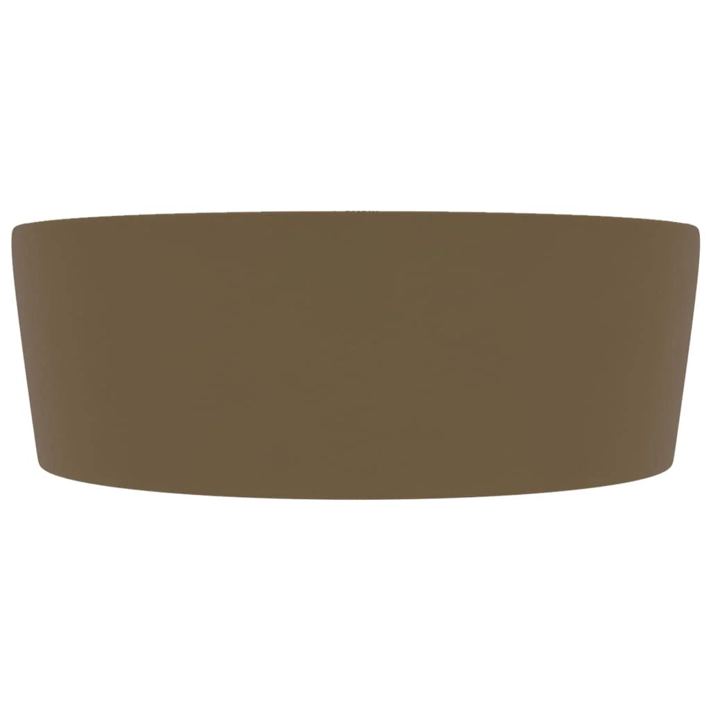 Lavabo di lusso con troppopieno lavabo da appoggio lavabo da bagno stanza da trucco casa 36 x 13 cm ceramica crema opaca 02_0002782