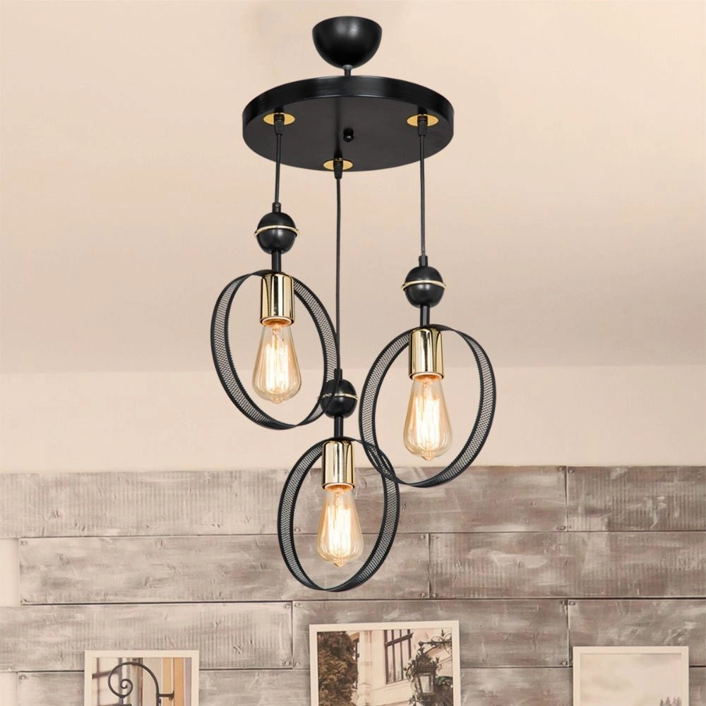 Lampada a sospensione con tre portalampada a cerchio Esin MDL4423