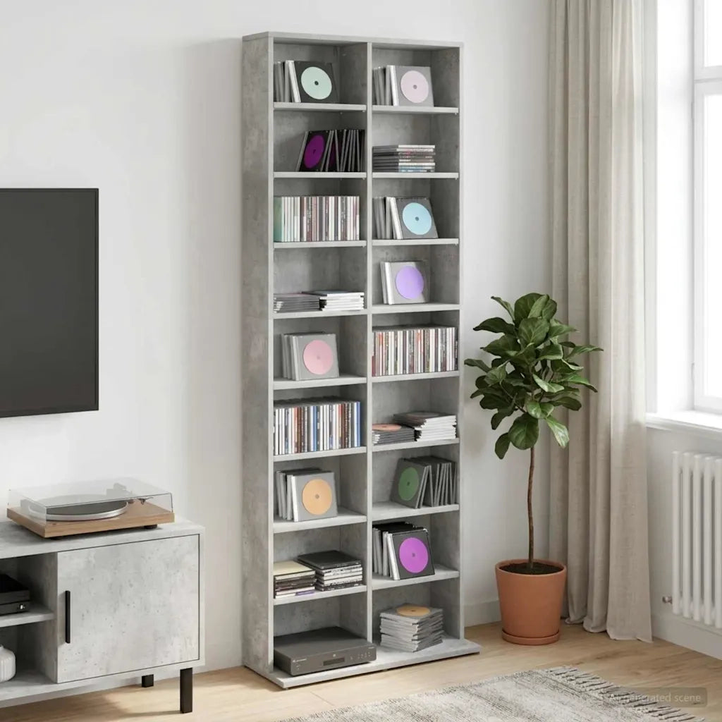 Mobile per CD Grigio Cemento 65 x 23,5 x 175 cm 8012661