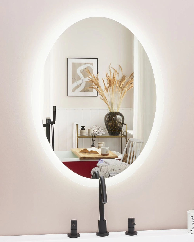 Specchio da Parete con LED Argento 60 x 80 cm Rettangolare Illuminato Sistema Antiappannamento Mobile Bagno