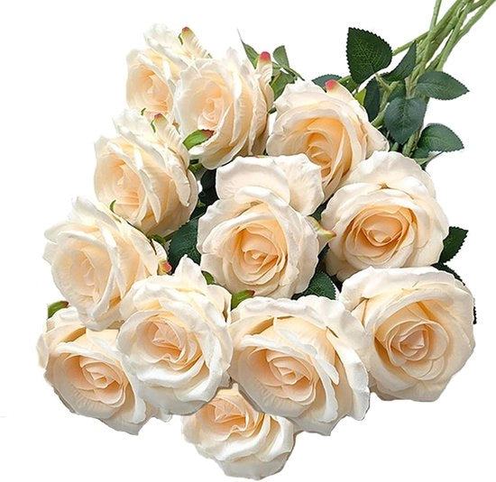 Fiori artificiali 12 pezzi - Champagne - Lunghezza 51cm - Fiori di seta - Decorazione per casa/tuino/festa - Fiori finti