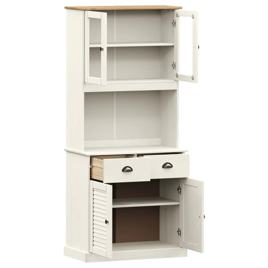 Buffet credenza cassettiera armadio mobile contenitore organizer cucina soggiorno salotto alto 78 x 40 x 175 cm legno massello di pino bianco 02_0035661