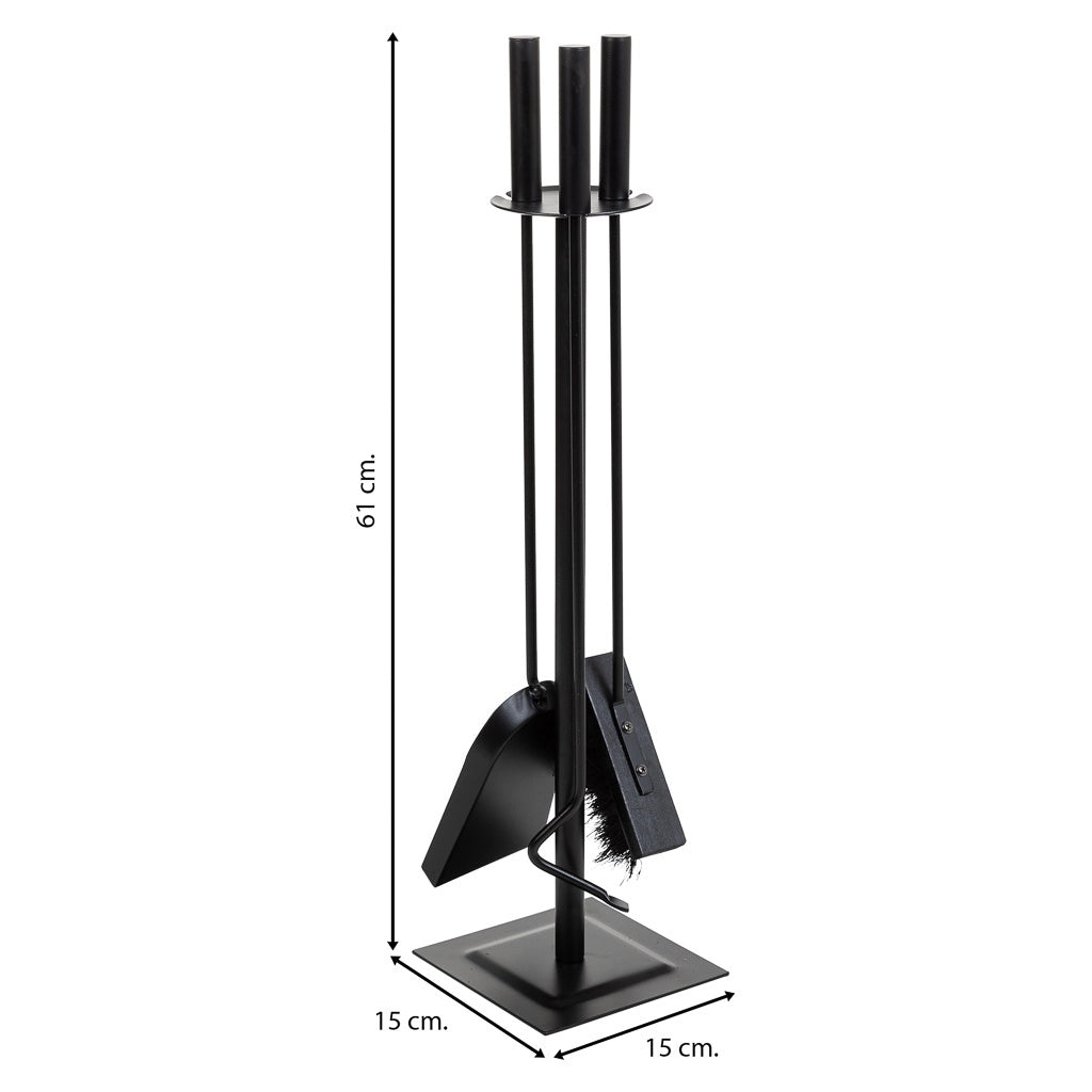 Set di 4 strumenti in metallo per il camino in metallo nero