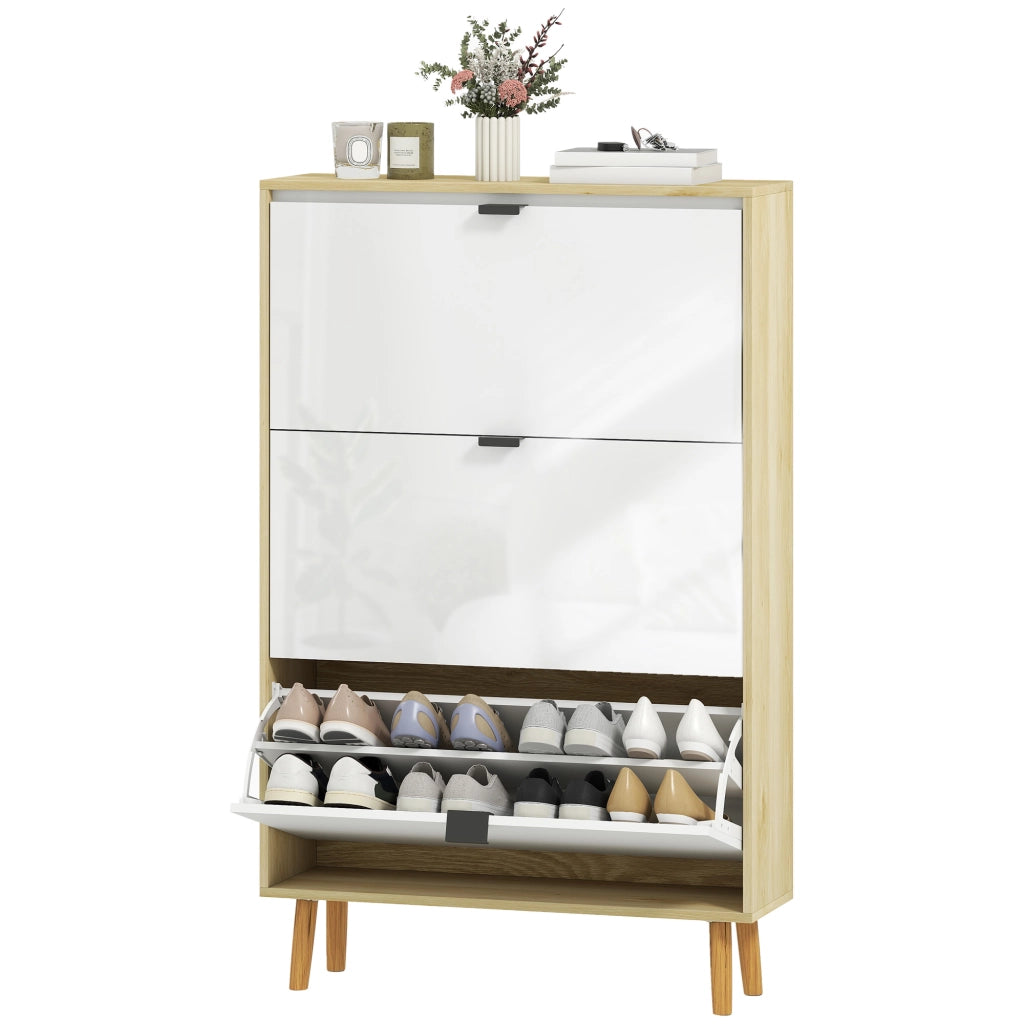 Scarpiera con 3 Cassetti Ribaltabili ¨C zephmum ¨C Bianco 80x24x127 cm