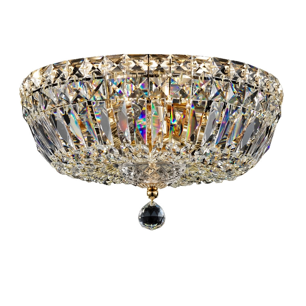 Plafoniera Contemporanea Basfor Metallo Oro 3 Luci Diffusori Tessile