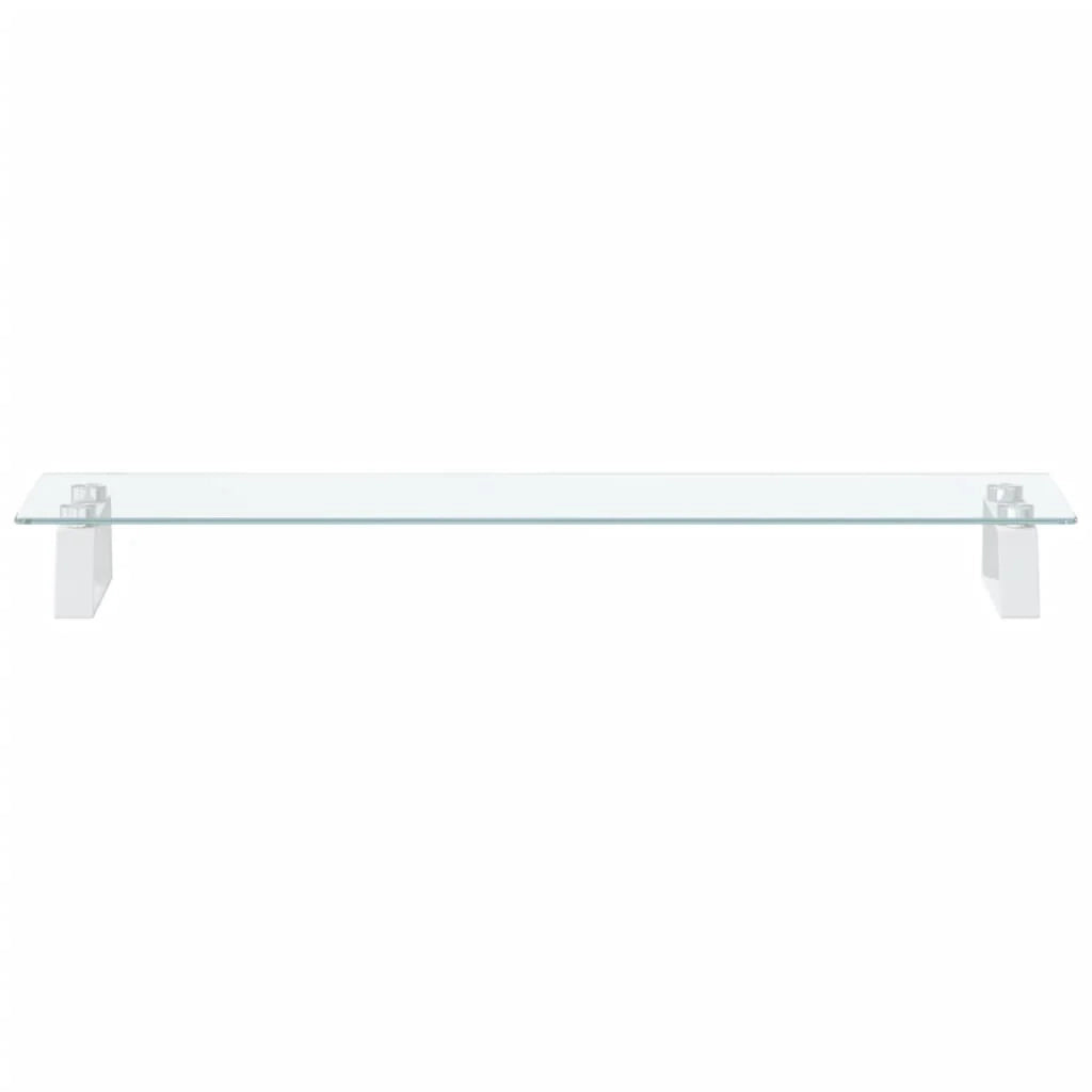 Supporto per monitor mobile da scrivania 80 x 20 x 8 cm vetro temperato e metallo bianco 02_0044901