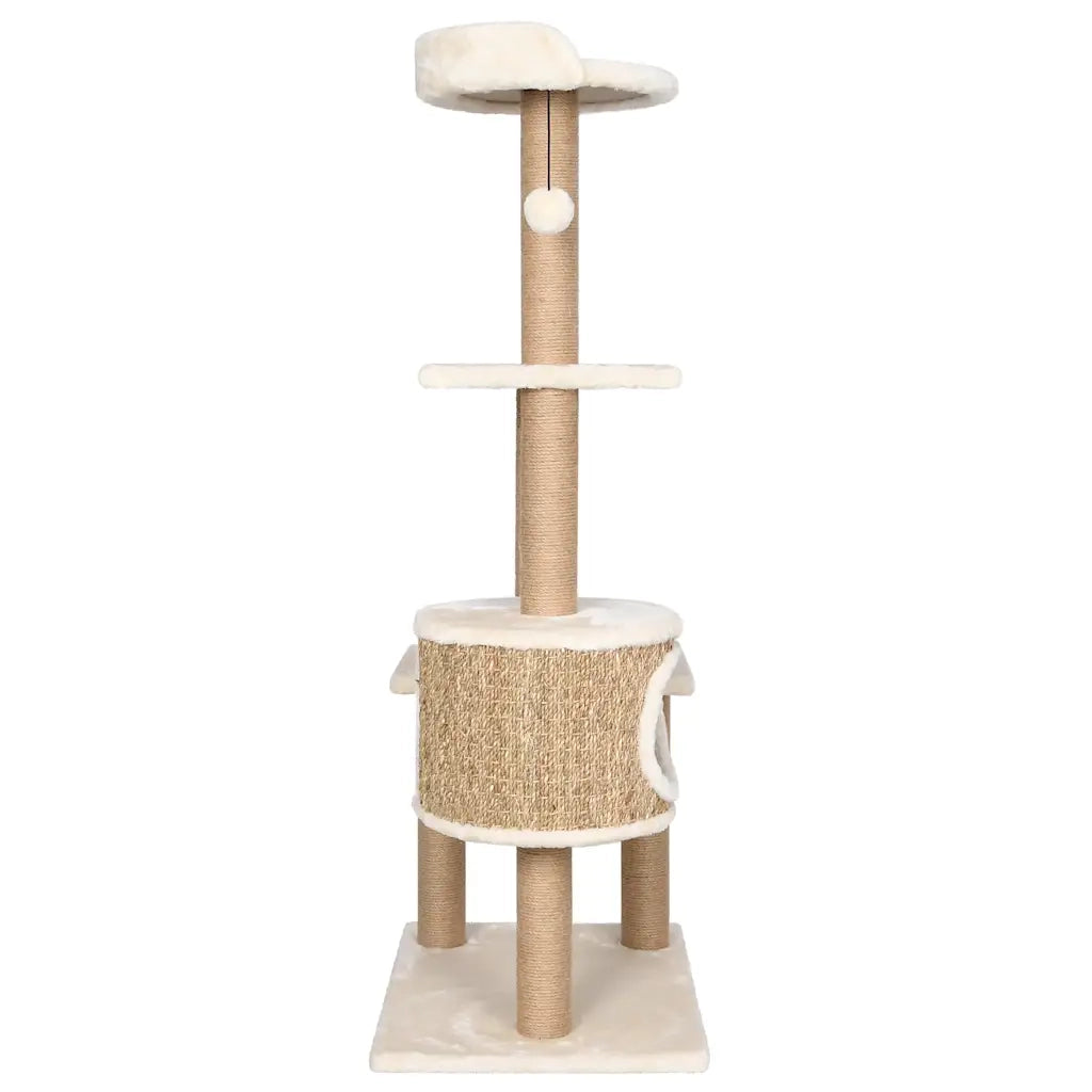 Albero per Gatti con Palo Tiragraffi 123 cm in Giunco 170979