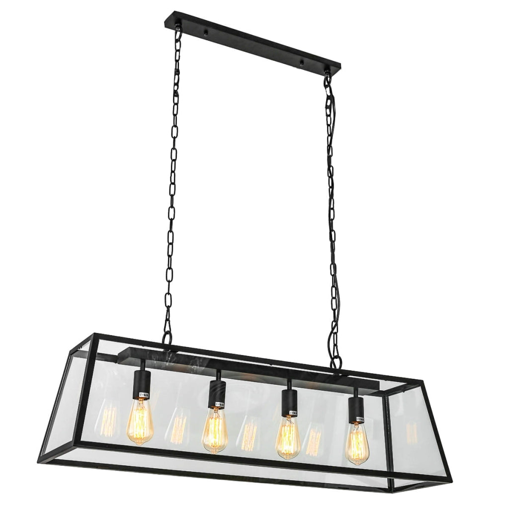 Italux Laverno lampadario industriale nero opaco 4xE27