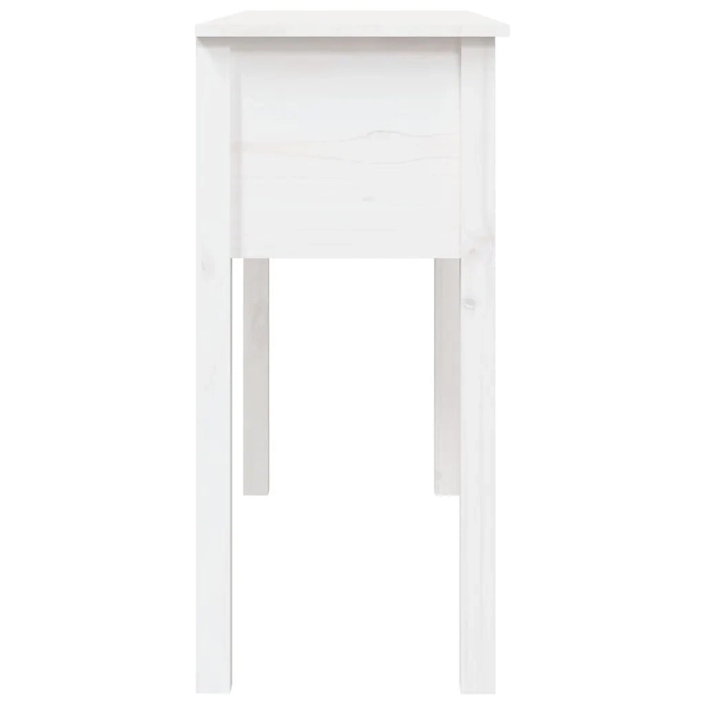 Tavolo Consolle Bianco 100x35x75 cm in Legno Massello di Pino 814615