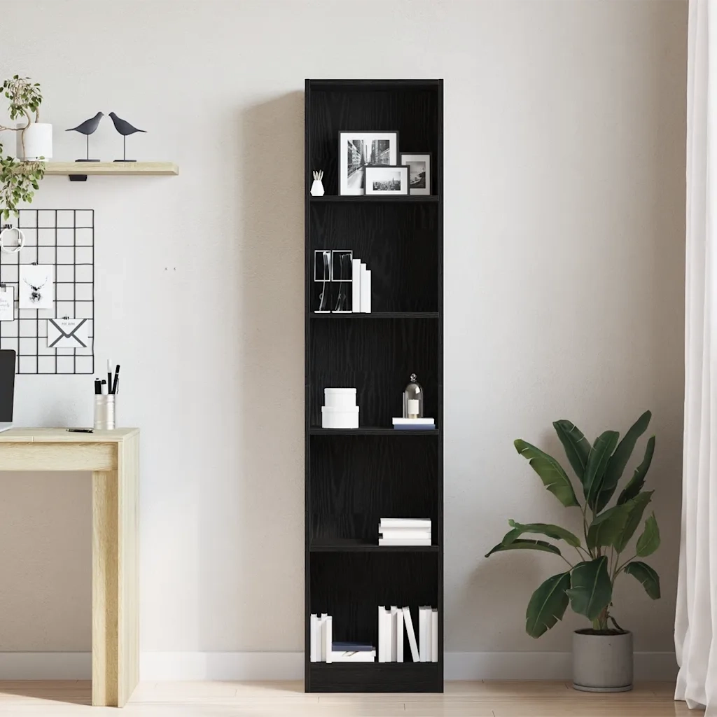 Libreria Rovere Nero 40x24x176 cm in Legno Multistrato 862454