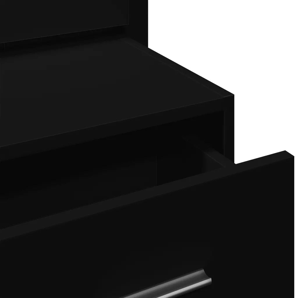 Comodino | Armadio da Notte | Mobiletto da notte a Parete con Luci LED Nero