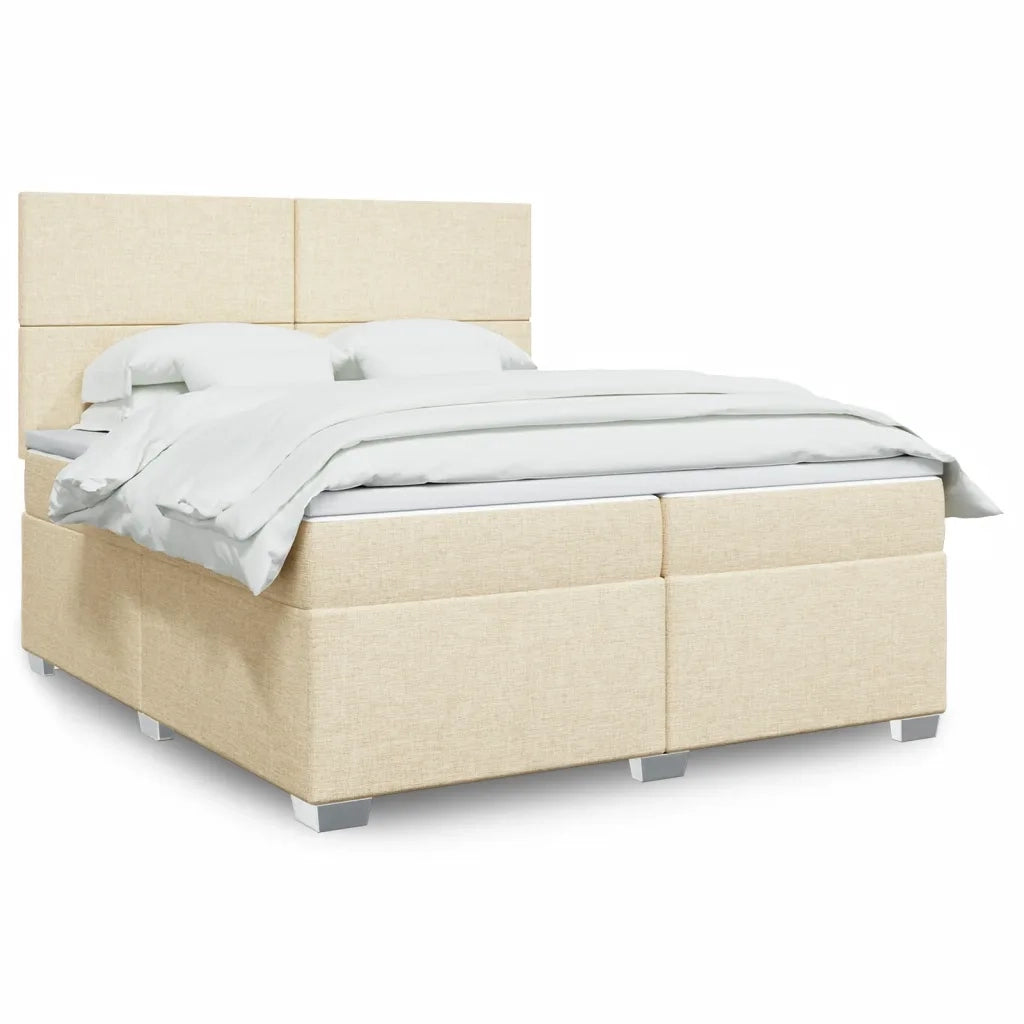 Giroletto a Molle con Materasso Crema 200x200 cm in Tessuto 3292893