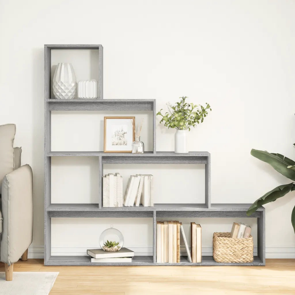 Libreria 4 Ripiani-Scaffale per Libri-Mobile di Stoccaggio Grigio Sonoma 143,5x29x143,5 cm Truciolato
