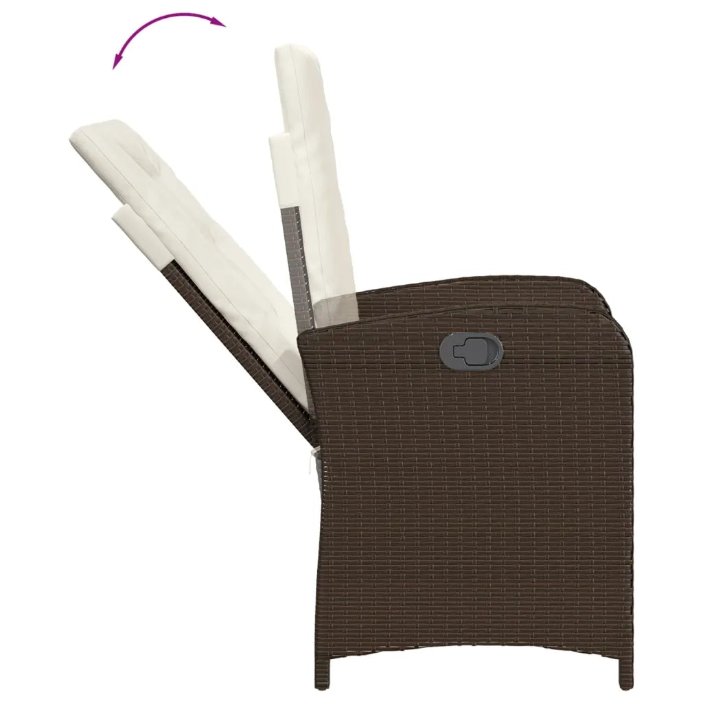 Set da Pranzo da Giardino 7pz con Cuscini in Polyrattan Marrone 3212254