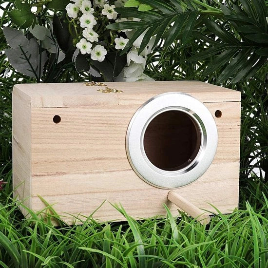 Box da Nido in Legno per Pappagalli Piccoli, Box da Nido in Legno per Budgerigar, Box da Nido in Legno per Fattori di Pappagalli, Box da Nido in Legno per Uccelli da Compania.