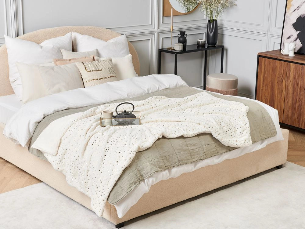 Coperta bianco sporco Poliestere 150 x 200 cm Copriletto Plaid stelle dorato Motivo Soggiorno Camera Da Letto