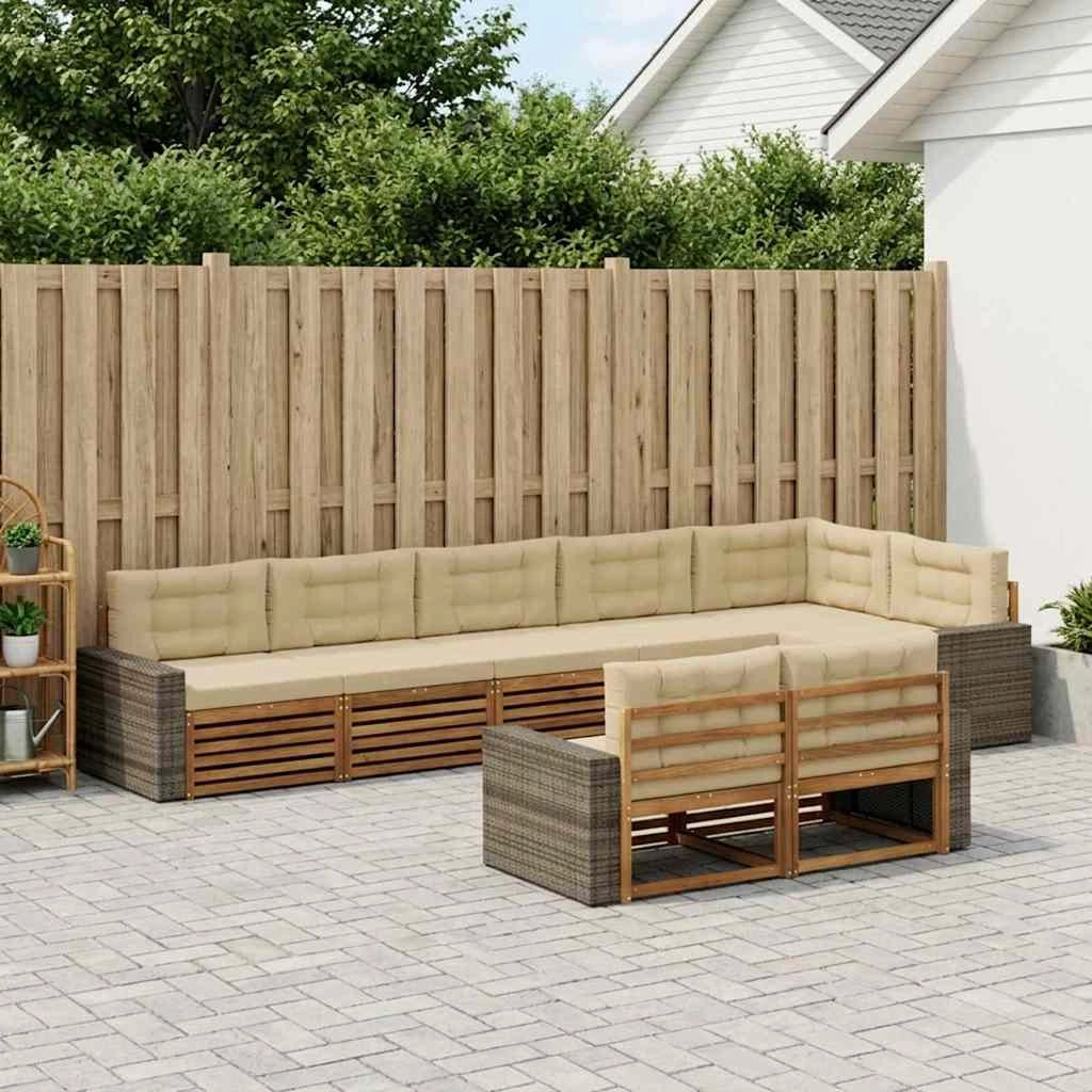 Set di divani da esterno 8 pz Naturale e Beige 3383521