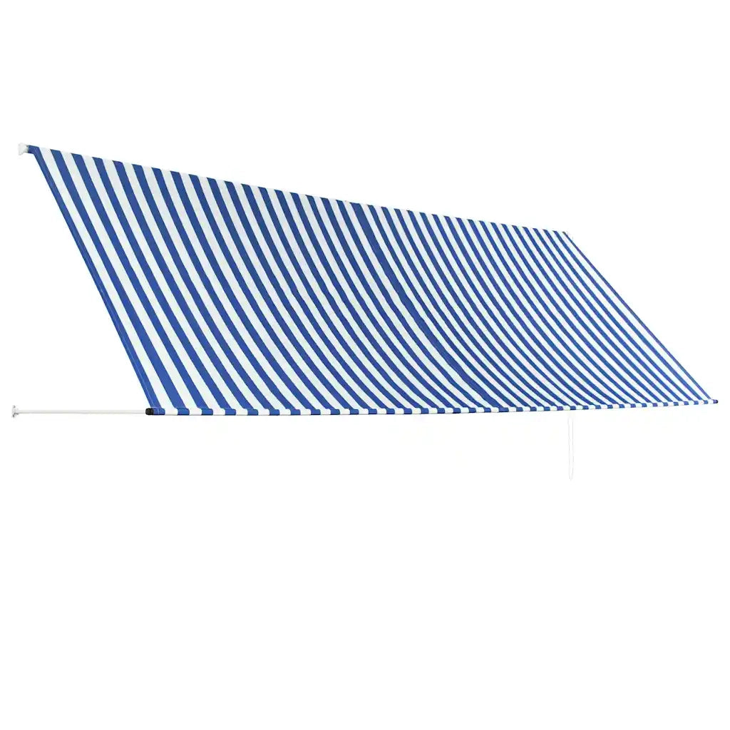Tenda da Sole Retrattile-Tenda parasole per Patio 400x150 cm Blu e Bianco