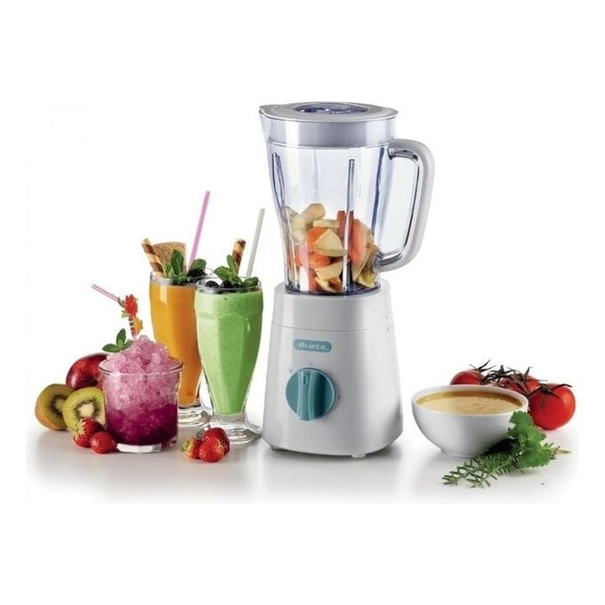 Ariete 576 Frullatore Breakfast, Frullatore, 500W, 4 lame in acciaio inox, 2 velocità + Funzione Pulse, Capacità 1,5 L, Piedini antiscivolo, Coperchio superiore, White & Aegean Teal
