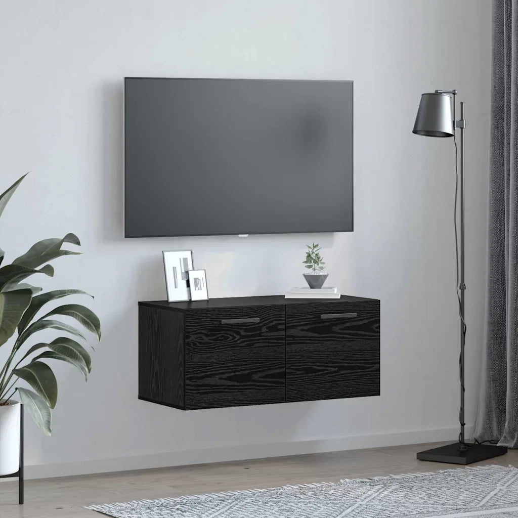Armadietto a muro Rovere nero 80 x 36.5 x 35 cm